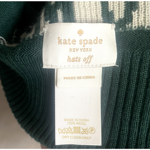 KATE SPADE New York Women\'s Who Me? Owl Beanie 100% Wool Green One Size Hats Off main image 6